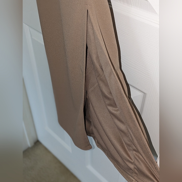 Exceptional Attitude Taupe Mesh One-Shoulder Bodycon Midi Dress Lulus Size XS - Picture 3 of 9